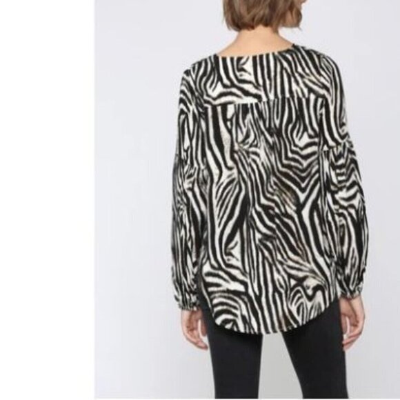 FATE Zebra Blouse Large Womens Top Rayon Animal Print Long Sleeve NWOT - Picture 7 of 13